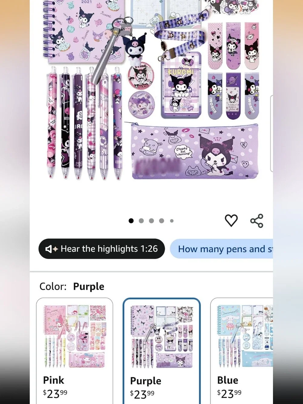 Kuromi Stationary Set
